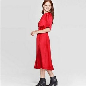 Prologue red midi satin dress